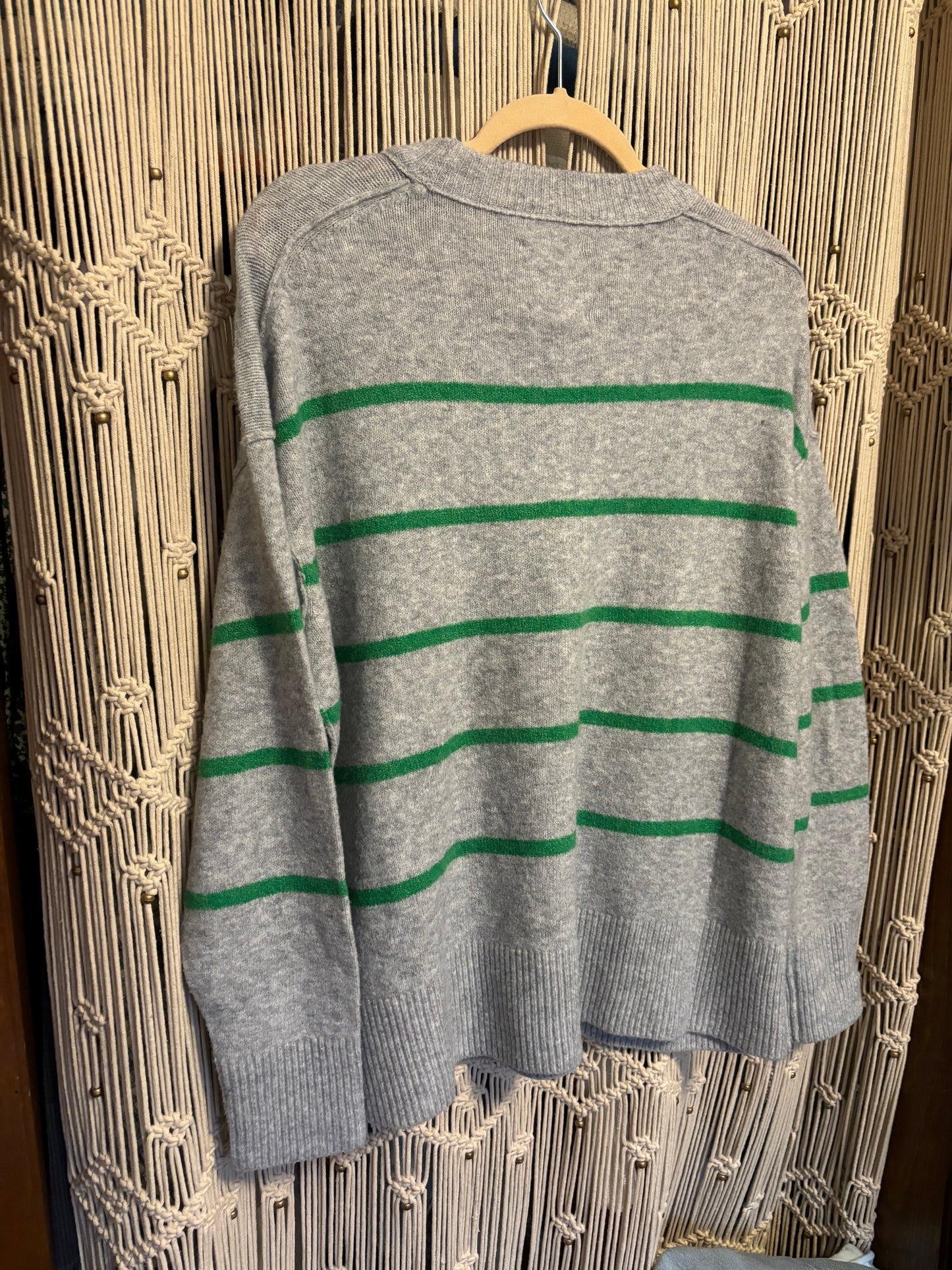 Aerie Oversized Green Stripe Sweater (XS)