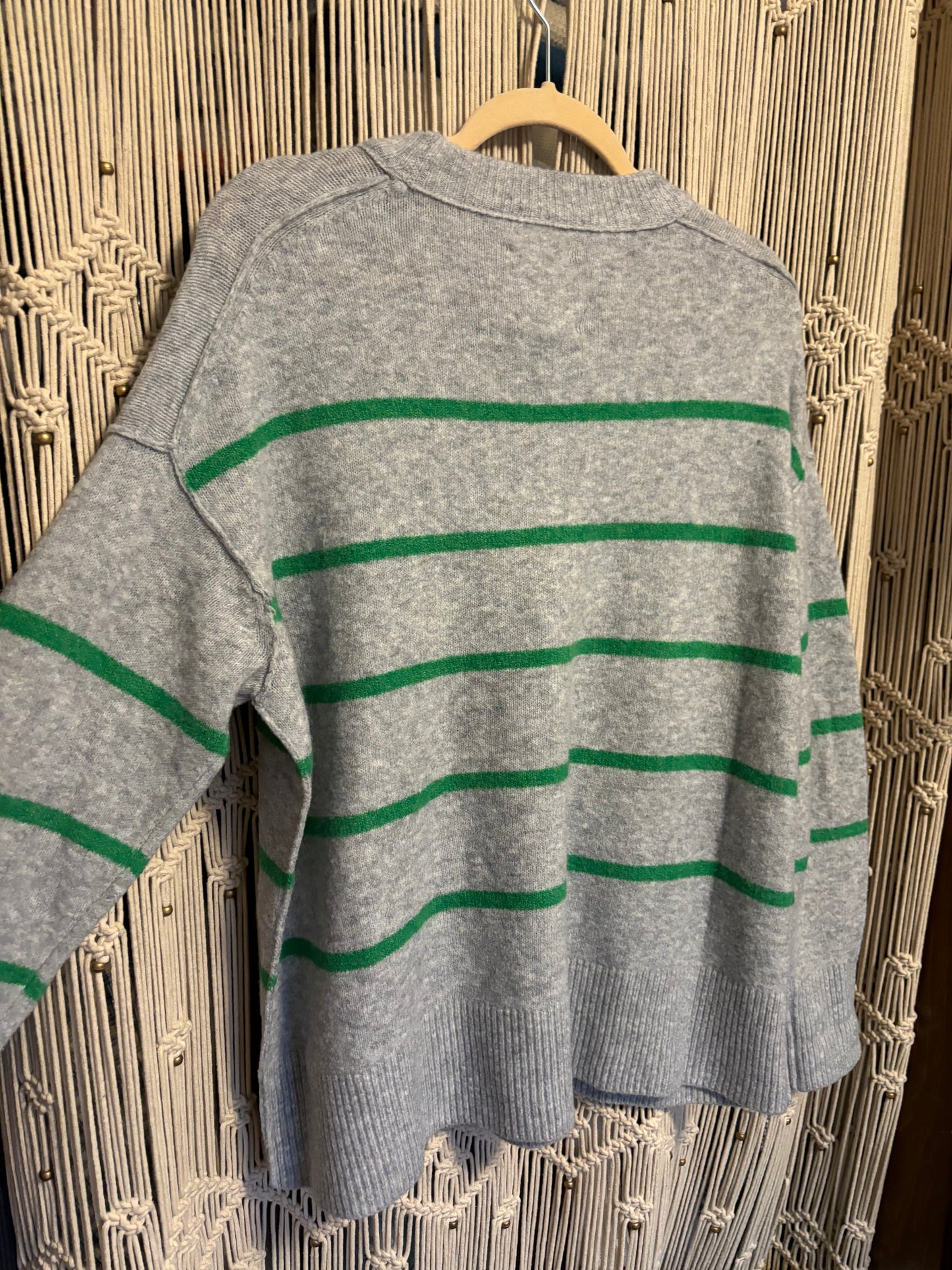 Aerie Oversized Green Stripe Sweater (XS)