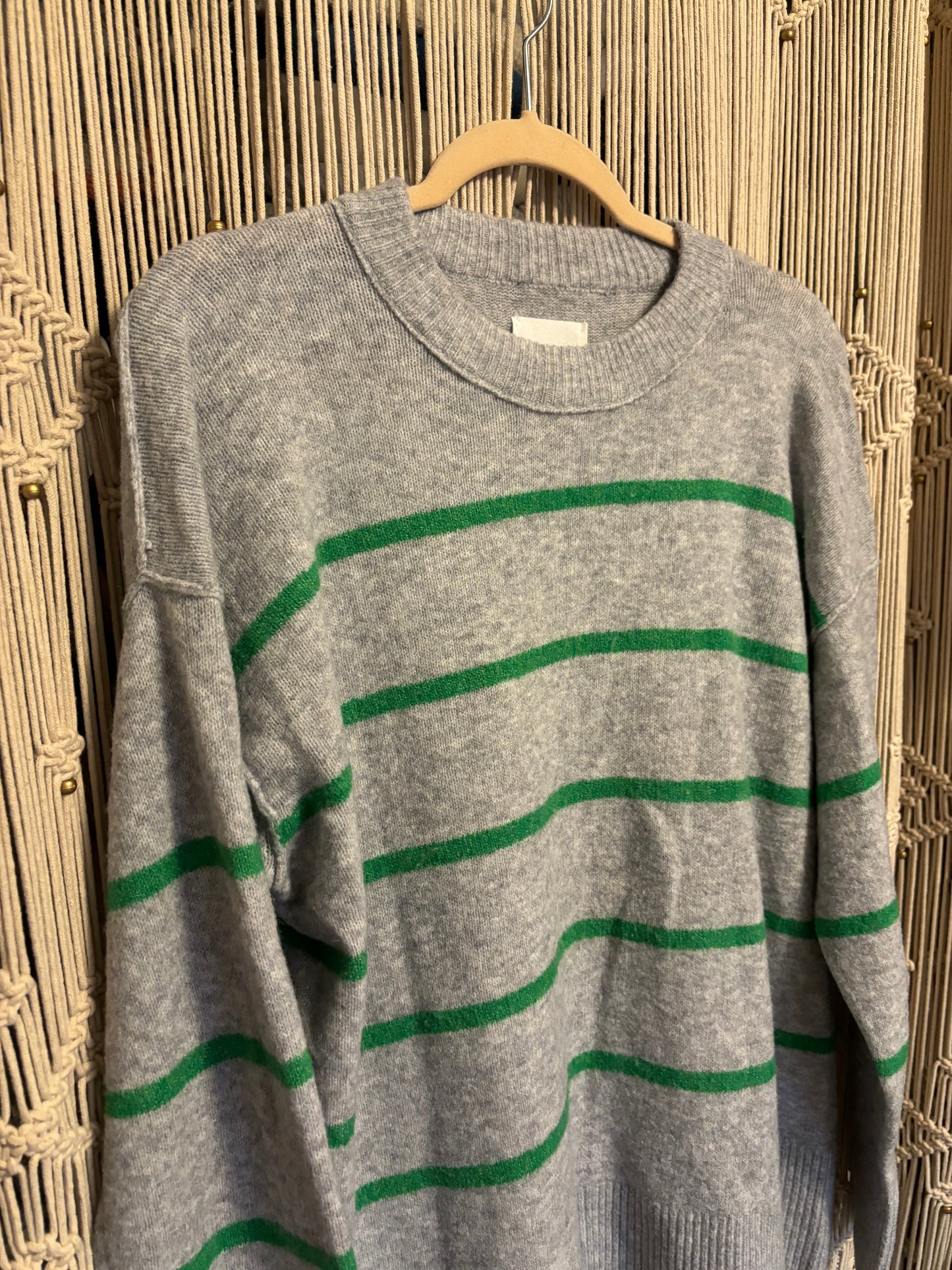 Aerie Oversized Green Stripe Sweater (XS)