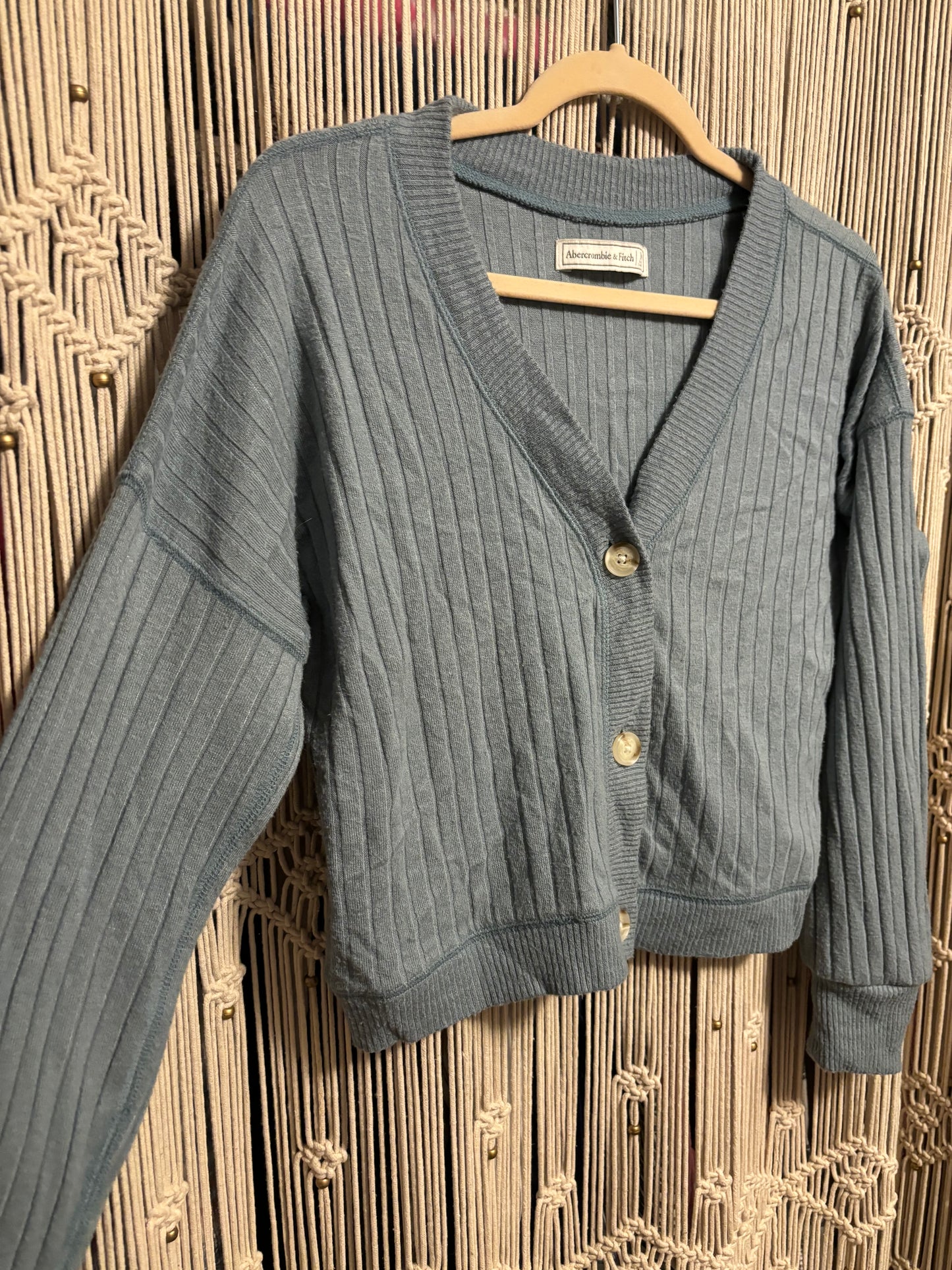 Blue Slightly Cropped Cardigan (M)