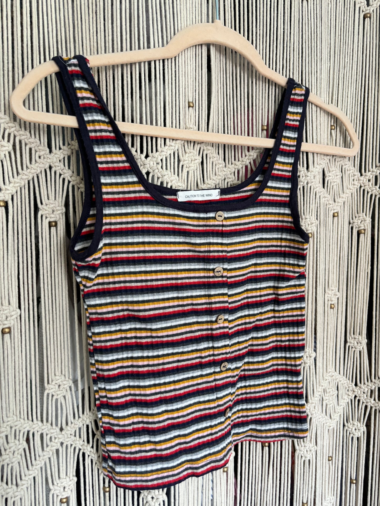 Stripped Button Tank Top (S)