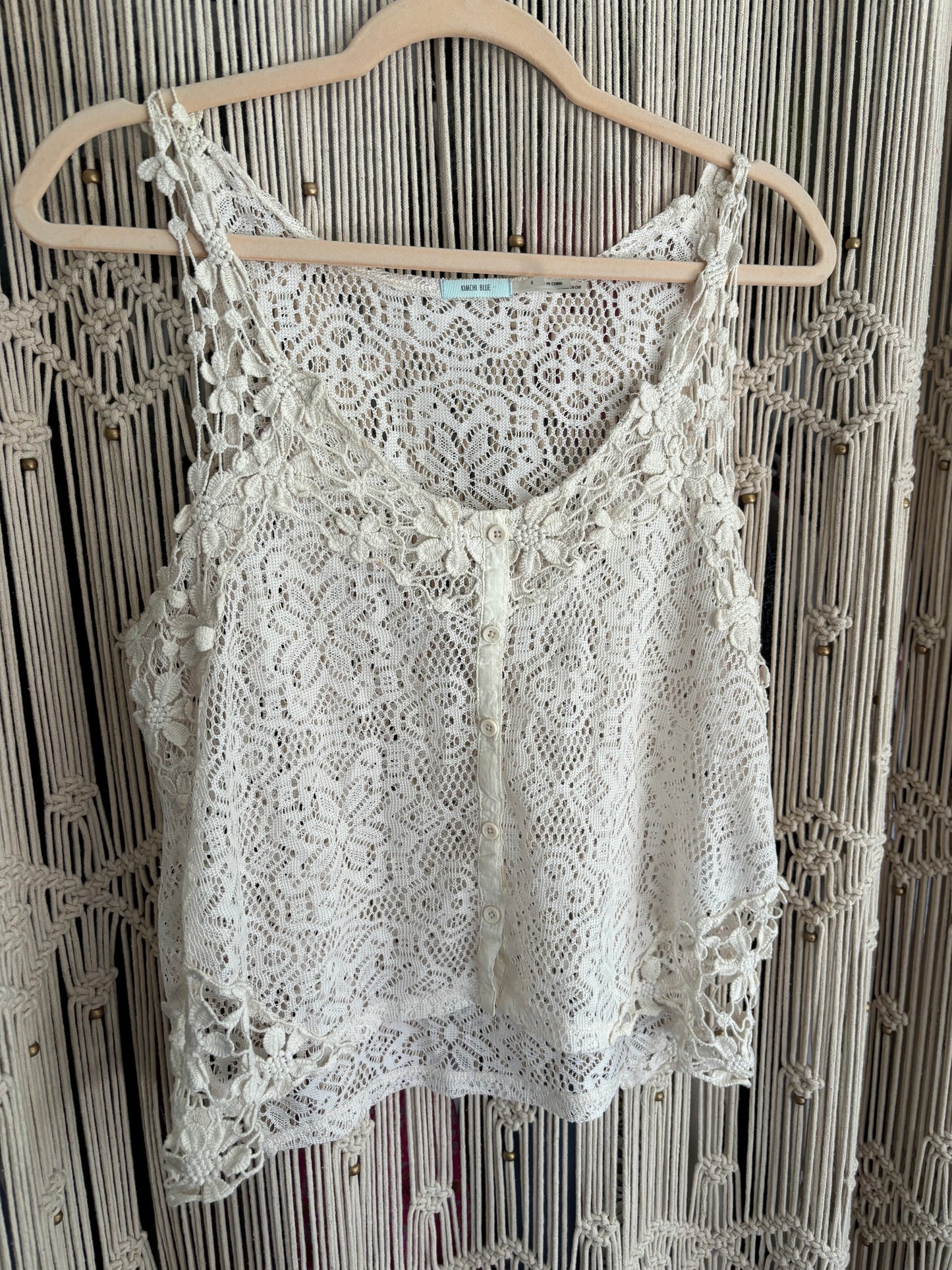 Cream Lace Tank Top (S)