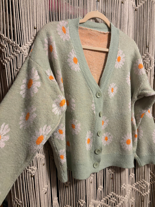 Green Daisy Cardigan (M)