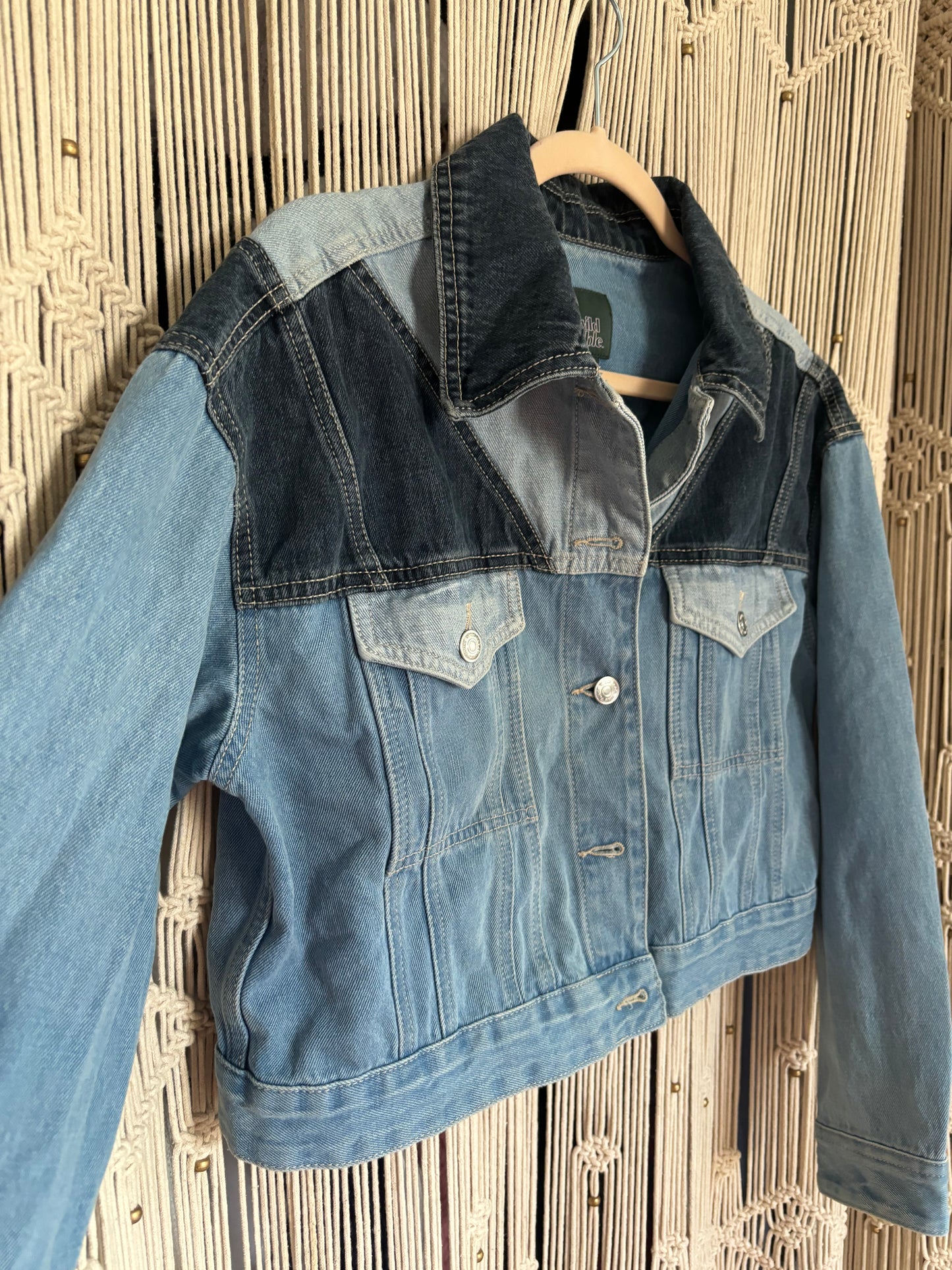 Cropped Patch Work Denim Jacket (S)