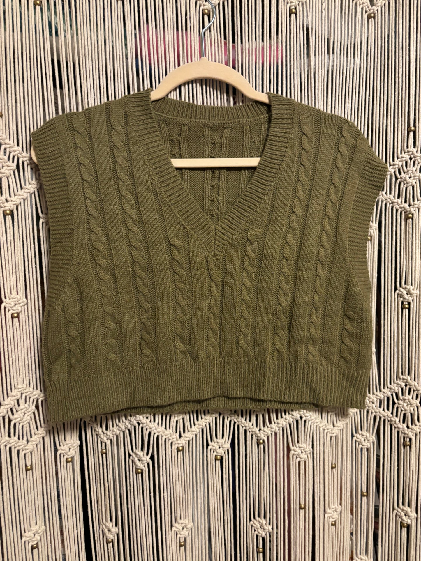Cropped Green Sweater Vest (S)