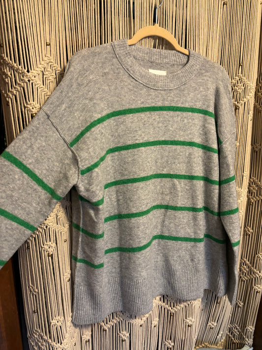 Aerie Oversized Green Stripe Sweater (XS)