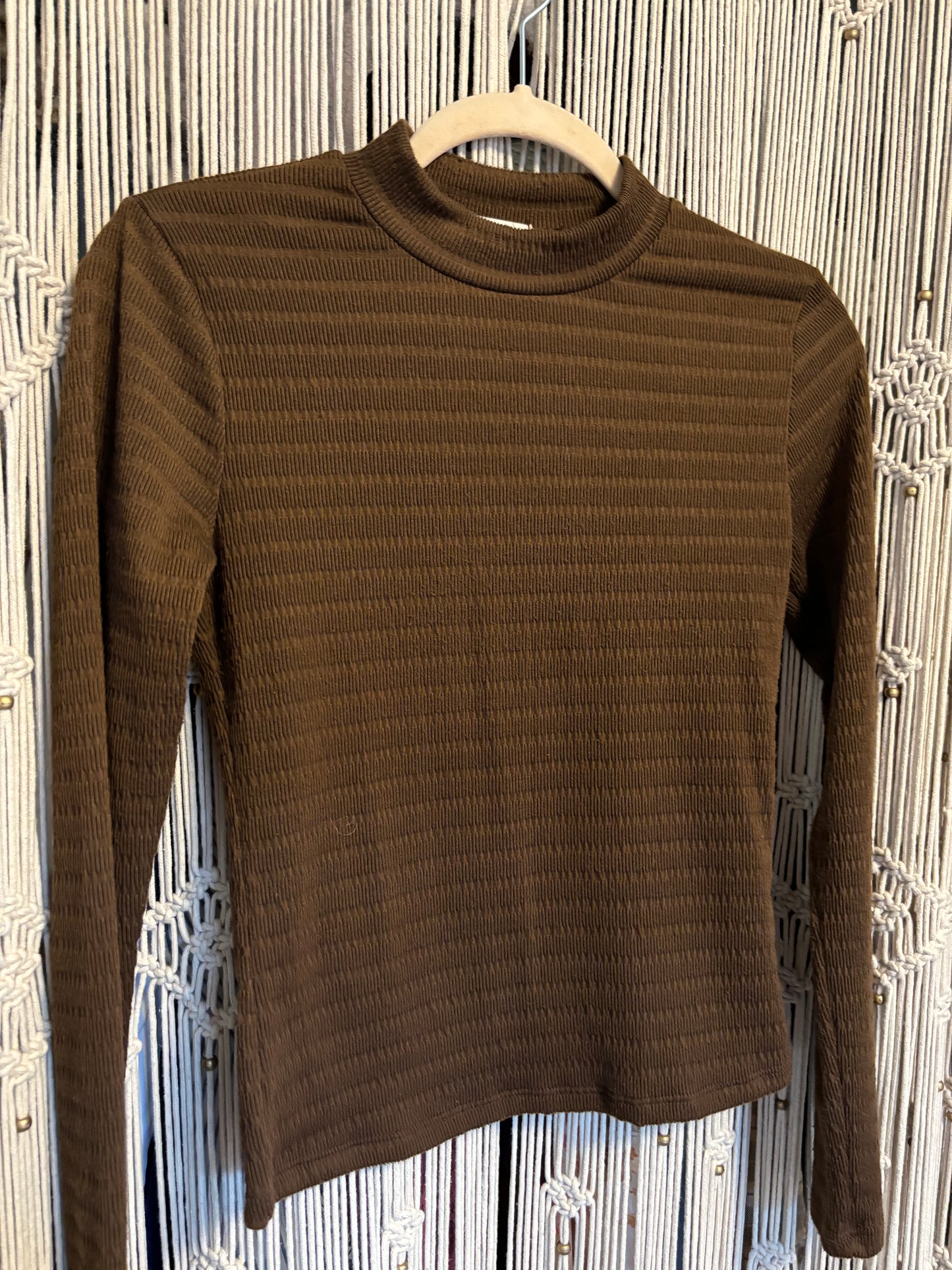 Brown Mock Neck Long Sleeve (S)