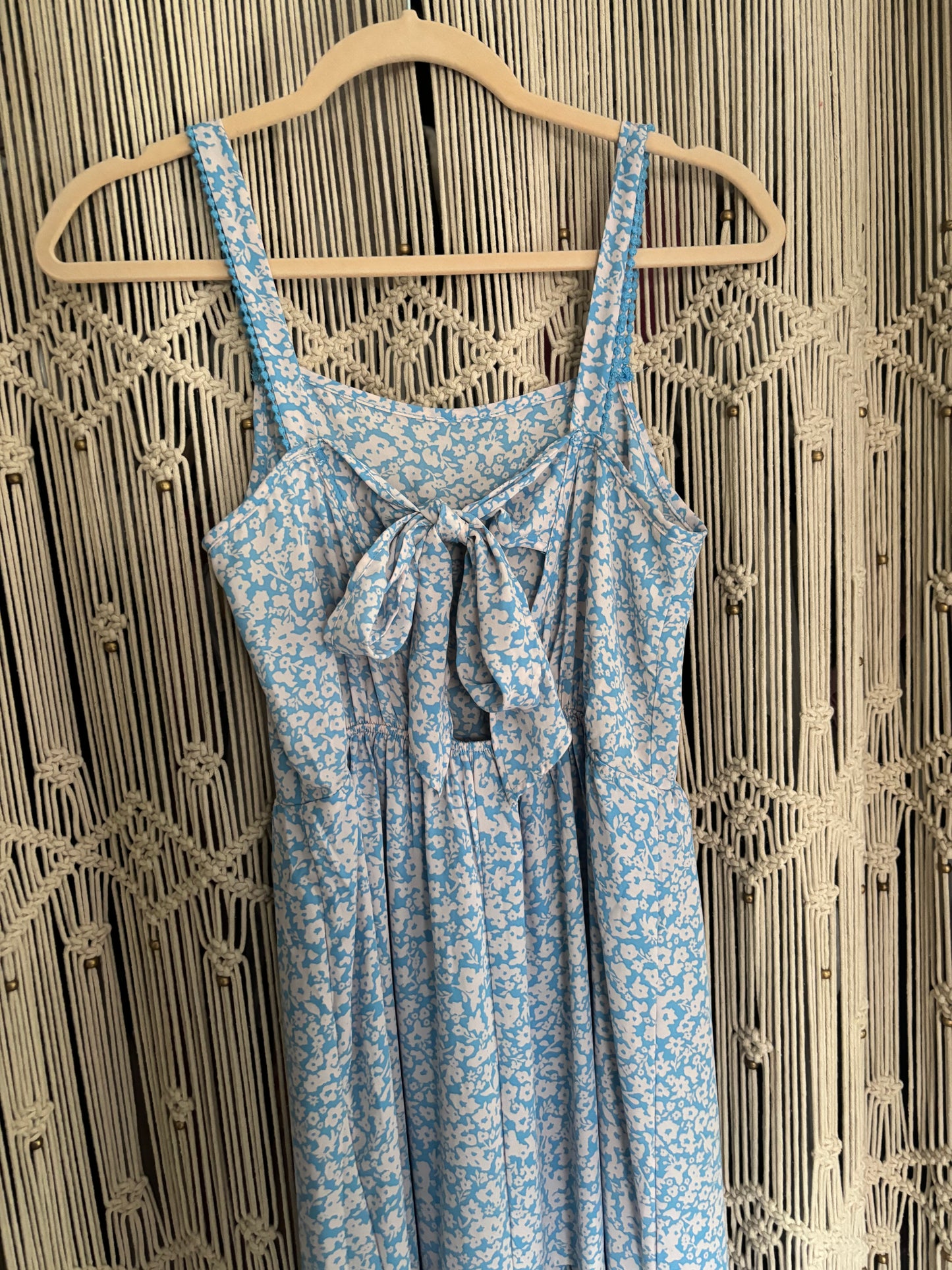 Blue Floral Maxi Dress (S)