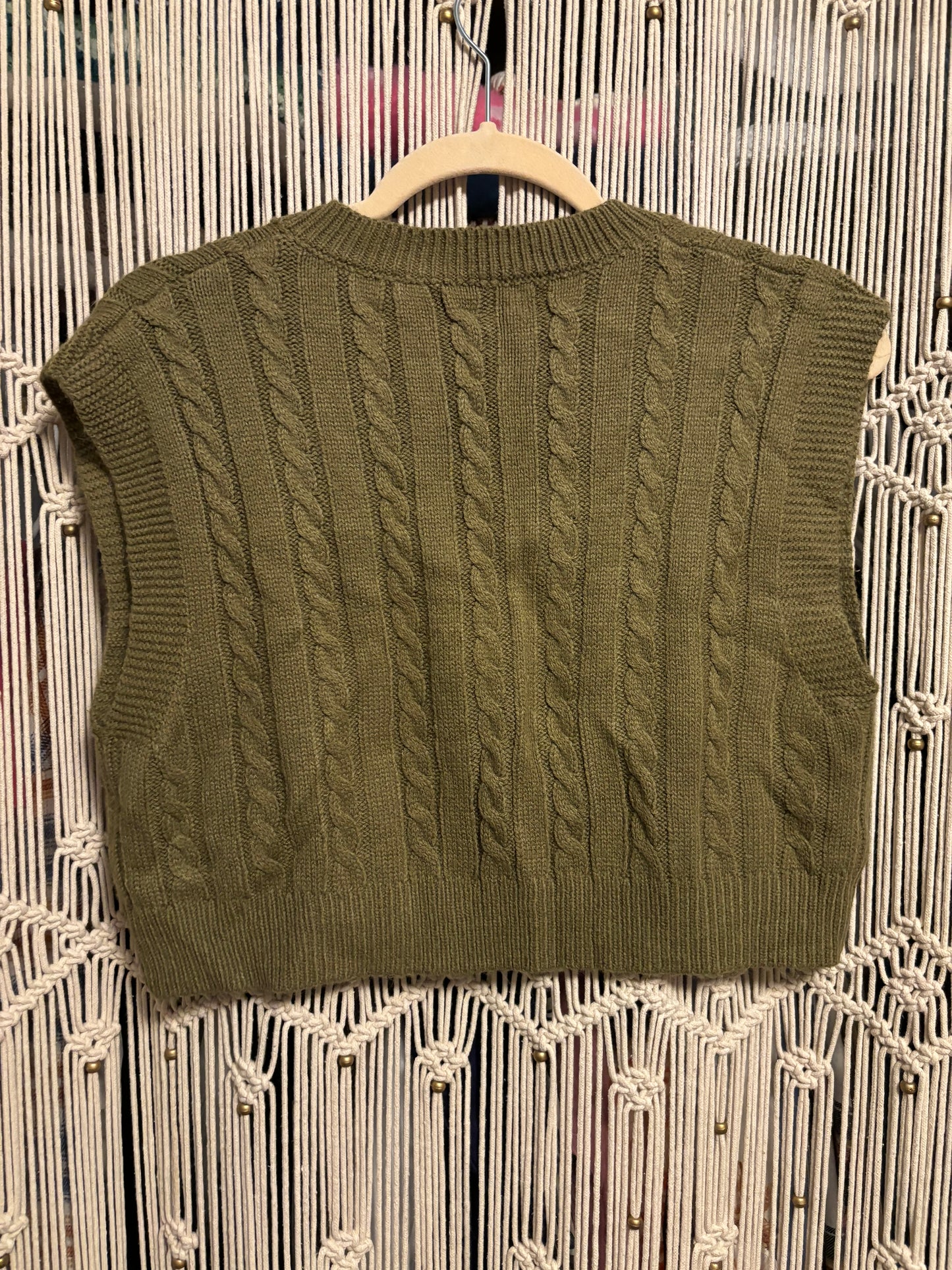 Cropped Green Sweater Vest (S)