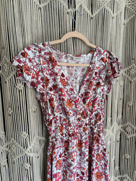 Pink & Orange Floral Dress (S)