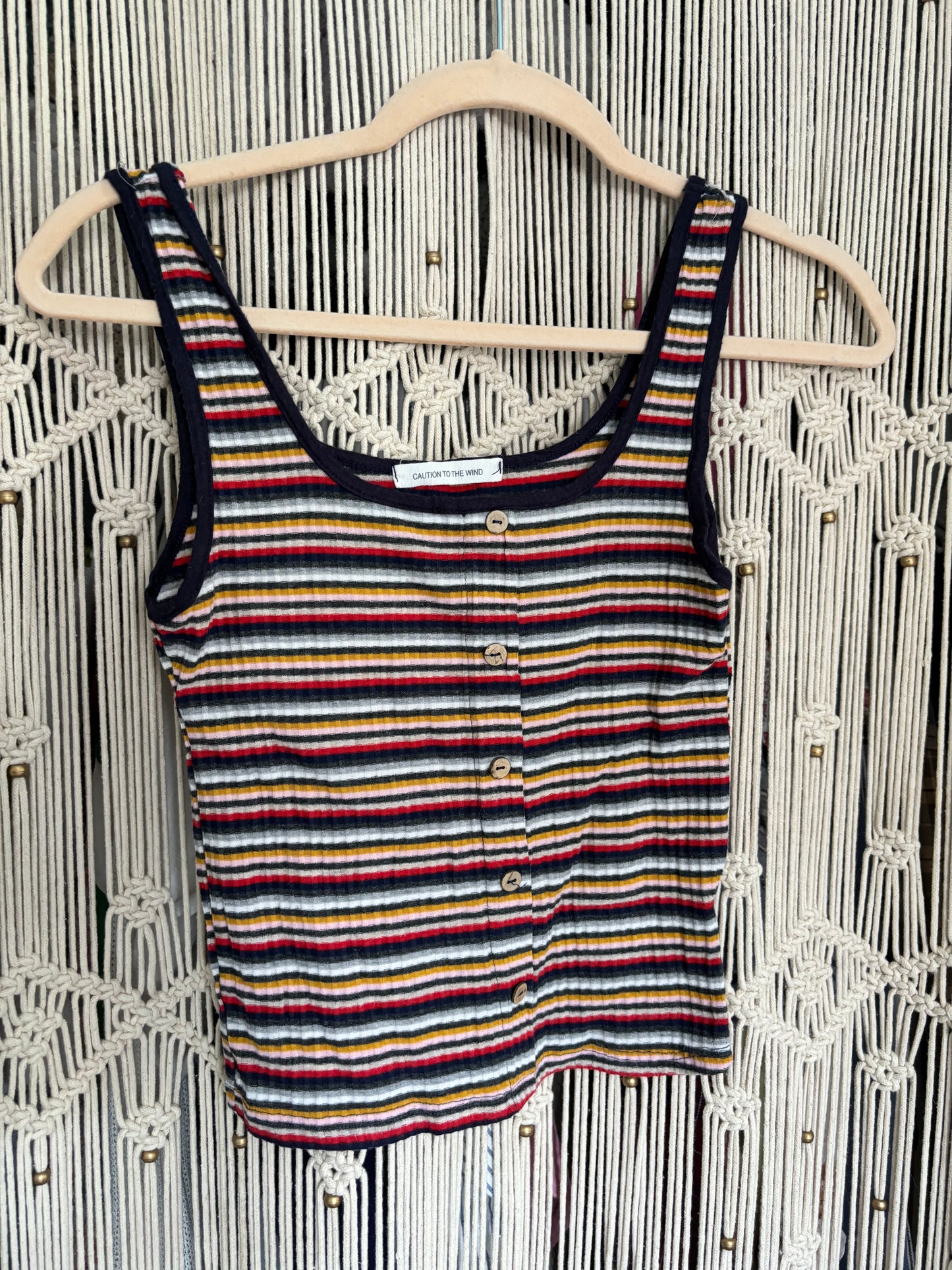 Stripped Button Tank Top (S)