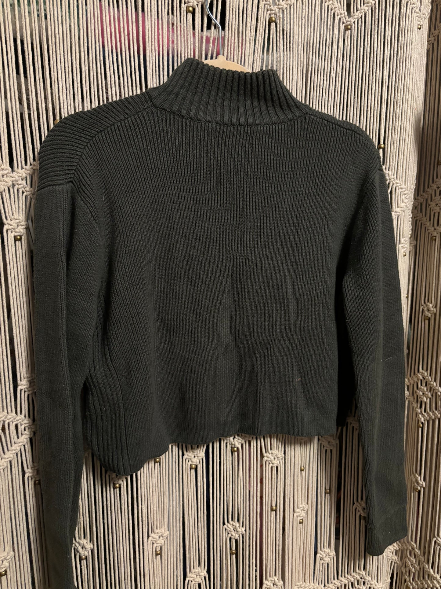 Cropped Green Zipper Sweater (S)