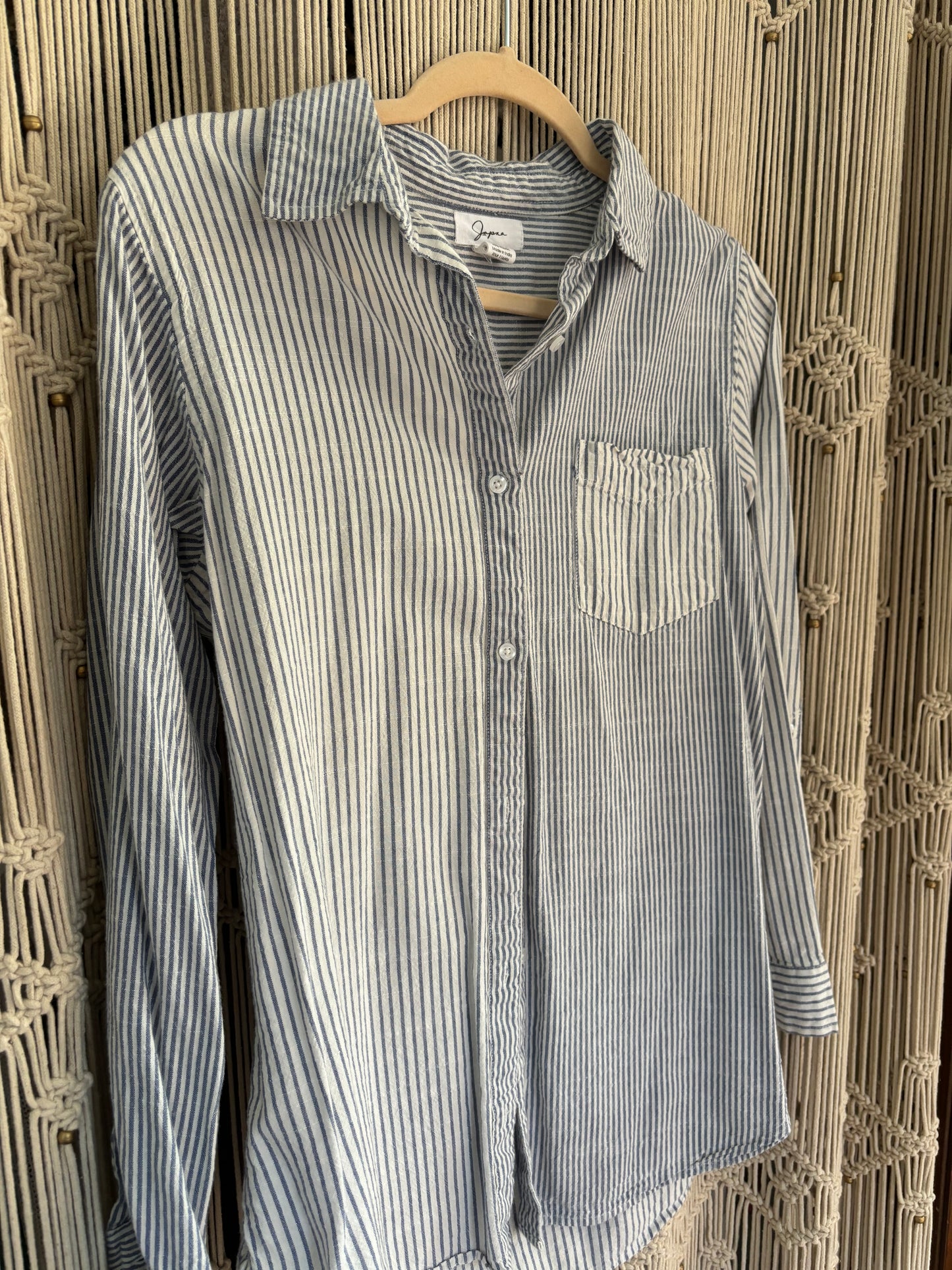 Blue Striped Button Up (M)