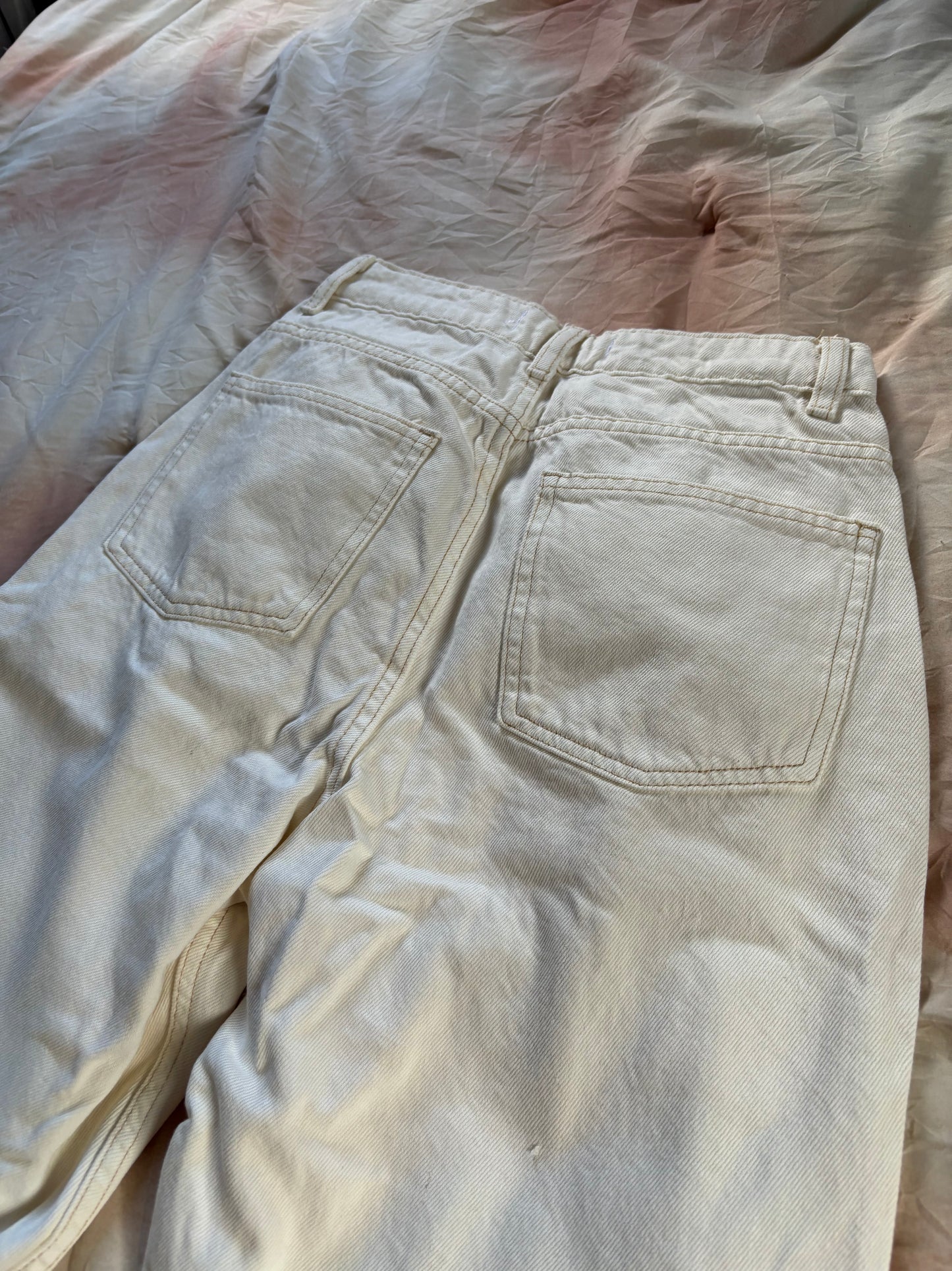 Cream Straight Leg Jeans (2)