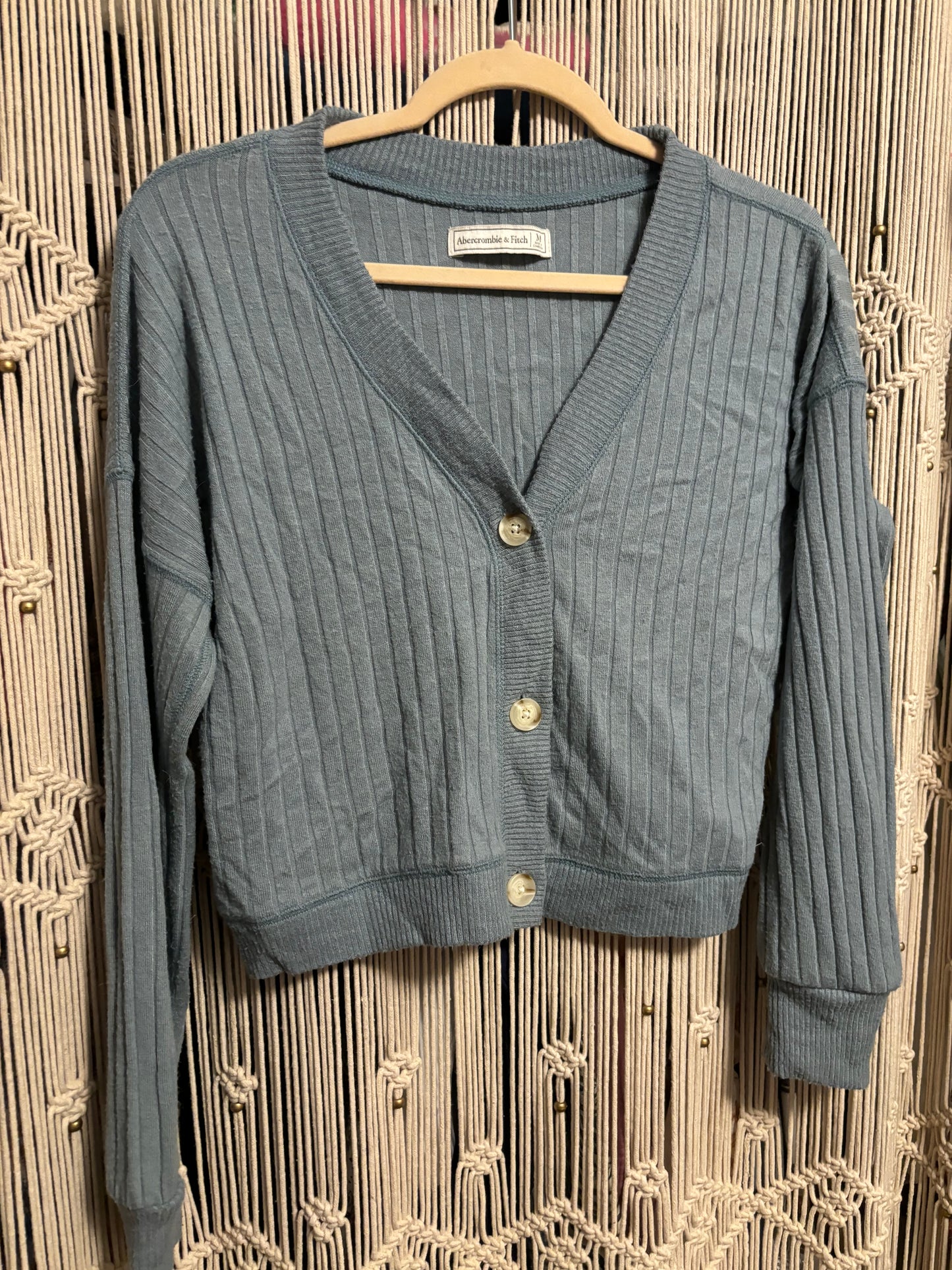 Blue Slightly Cropped Cardigan (M)