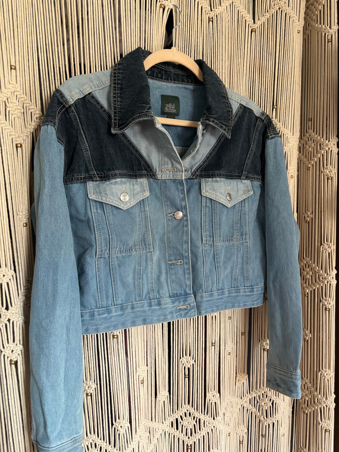 Cropped Patch Work Denim Jacket (S)