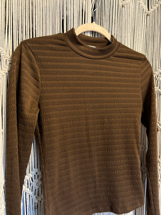 Brown Mock Neck Long Sleeve (S)