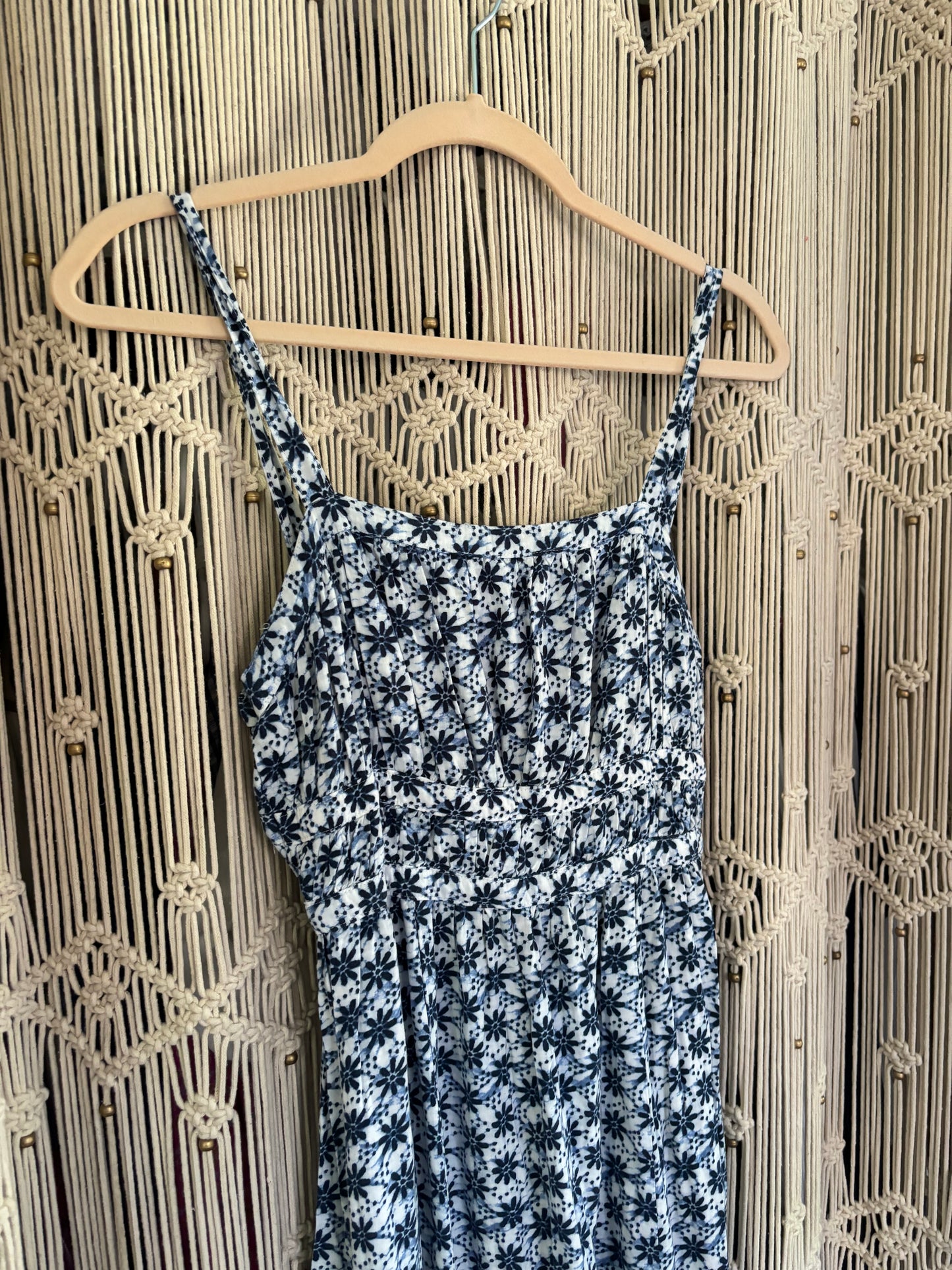 Blue Floral Open Back Dress (XS)