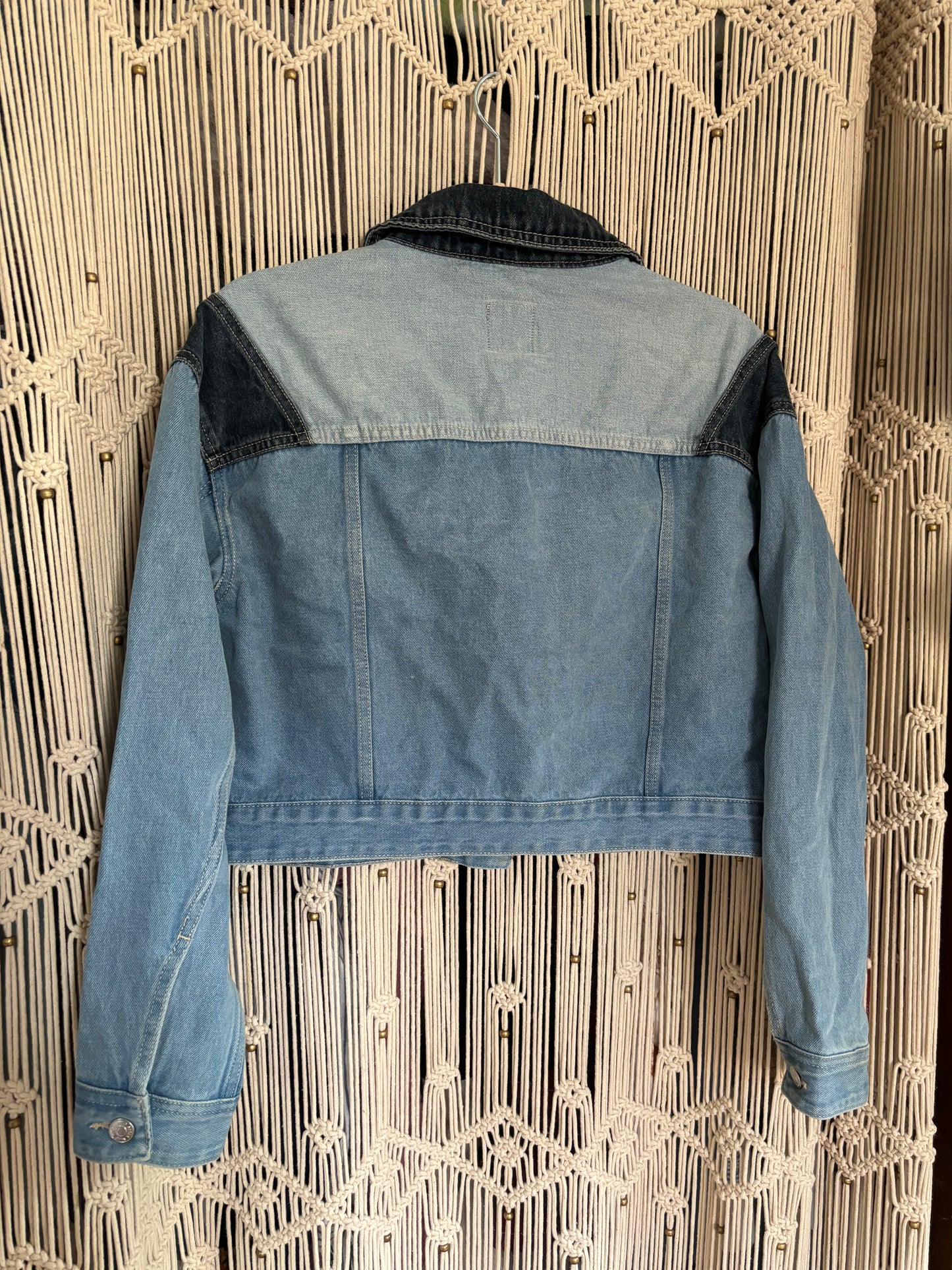 Cropped Patch Work Denim Jacket (S)